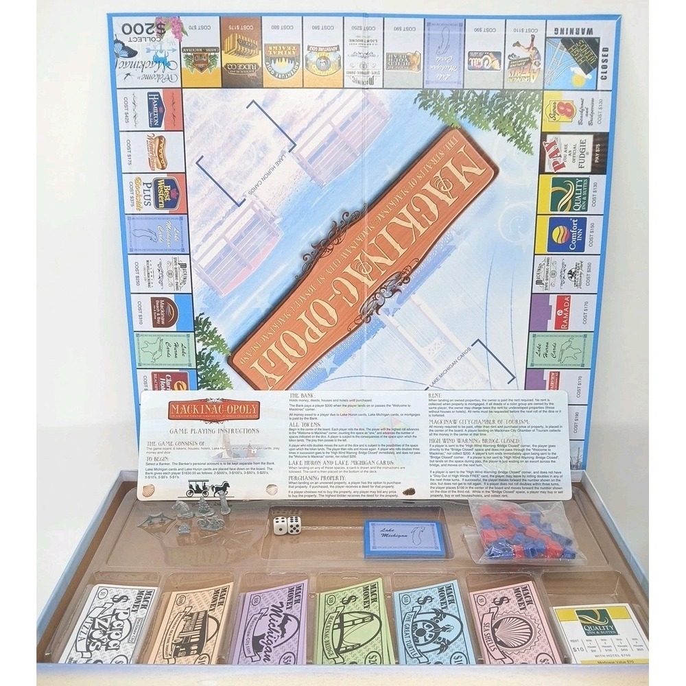 MACKINAC-OPOLY The Straits Of Mackinac Monopoly Board Game All Pieces Included - Picture 4 of 10